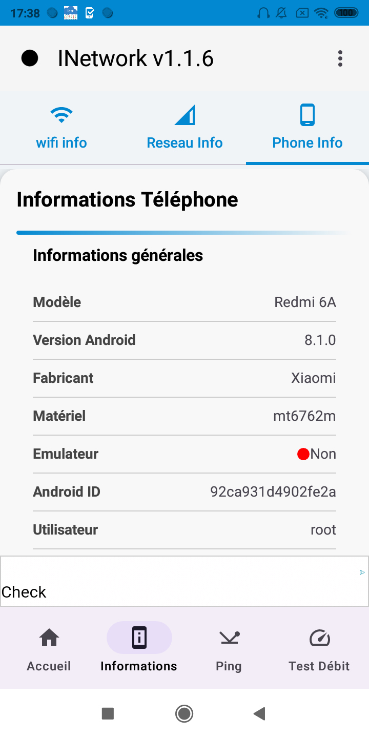 Toutes les informations essentielles sur votre téléphone, réseau et Wi-Fi, à portée de main
